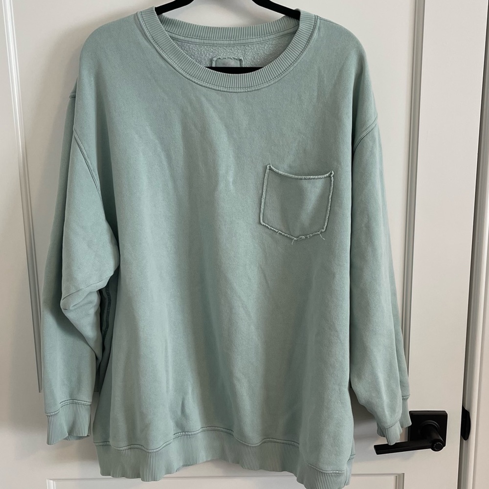 Aerie Light Blue Vintage Distressed Heart Sweatshirt 🩵